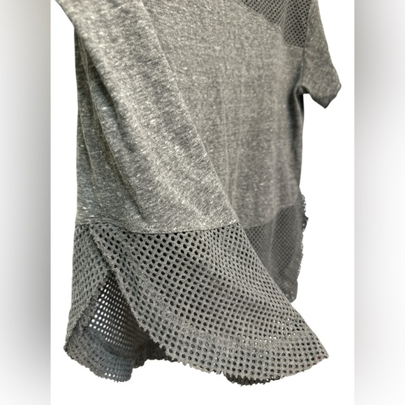 Free People Movement gray short sleeve partial mesh tee shirt - Picture 4 of 6